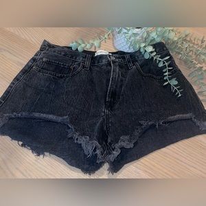 Abercrombie and Fitch high waisted curve love black denim shorts- size 30